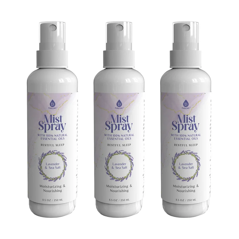 Pursonic Lavender & Sea Salt Aromatherapy Mist Spray Bundle 3-Pack with 100% Natural Essential Oils