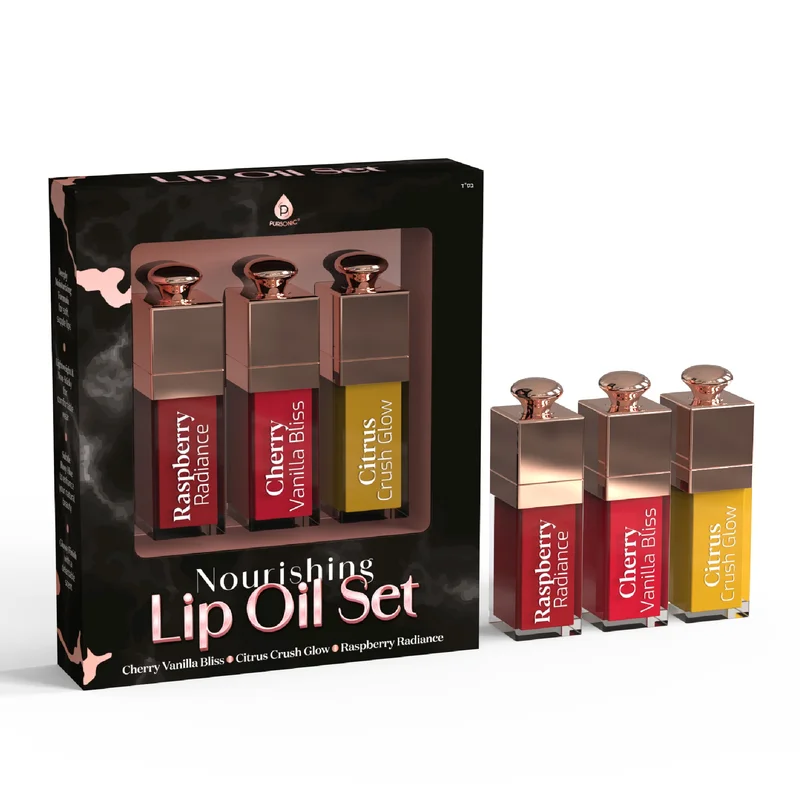 Pursonic Nourishing Lip Oil Set 3-Flavors of Moisturizing Shine