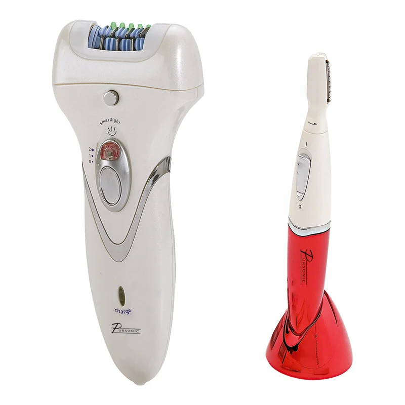 Pursonic Rechargeable Epilator & Bikini Personal Groomer Trimmer All-in-One Hair Removal System