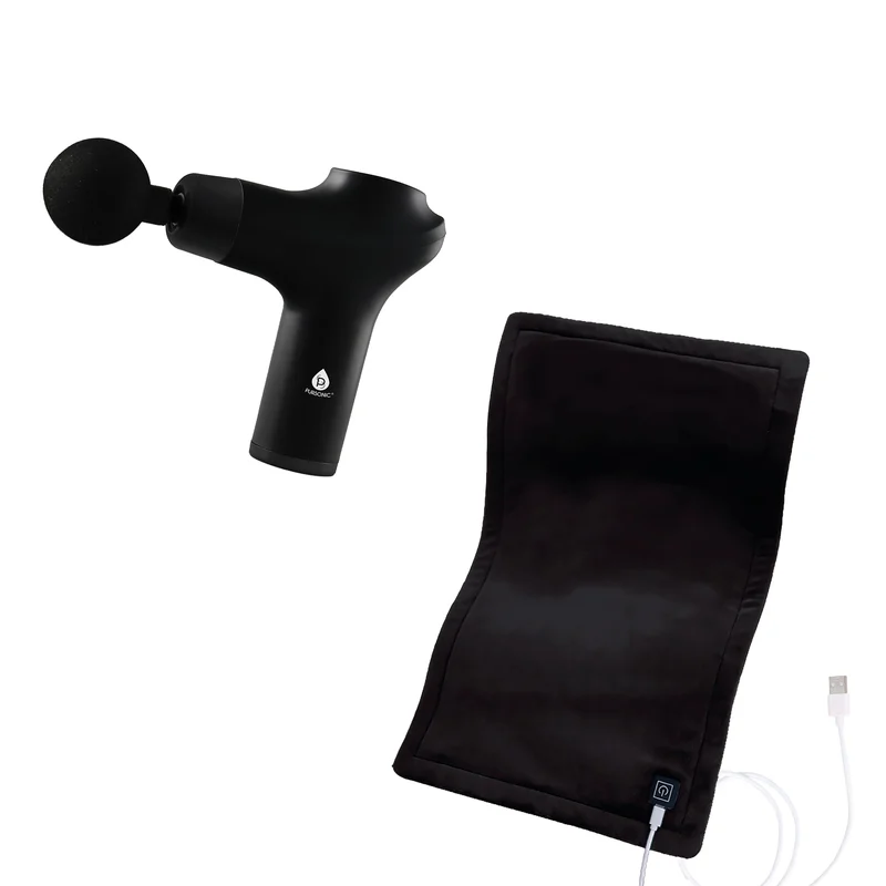 Pursonic Recovery & Relaxation Bundle  Extra Large Heating Pad + 3-Speed Massage Gun