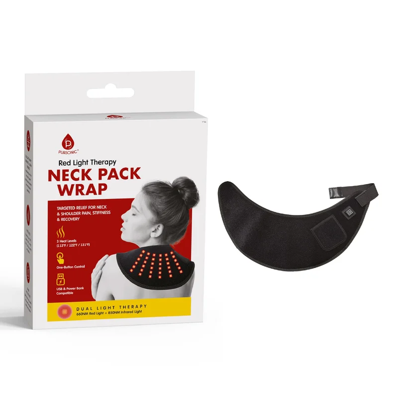 Pursonic Red Light Therapy Neck Pack Wrap  Targeted Relief for Neck & Shoulders