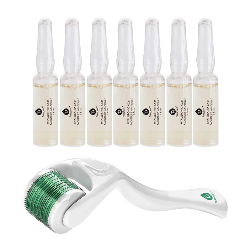 Pursonic Skin Renewal Bundle Micro Needle Roller & 7-Day Hyaluronic Acid Serum Set