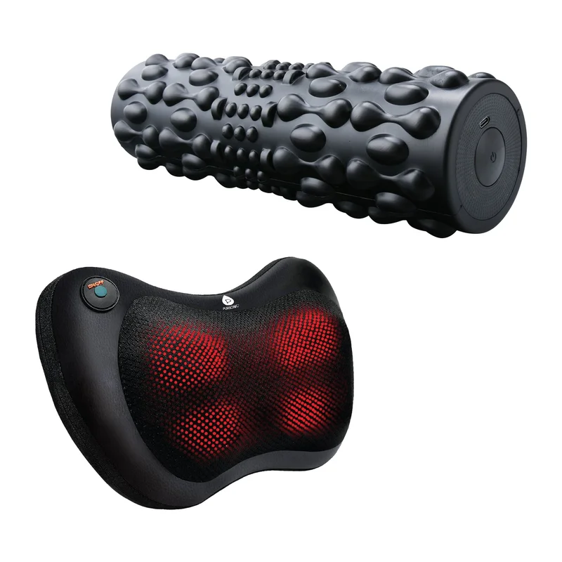 Pursonic Total Body Recovery Bundle   Vibrating Foam Roller + Shiatsu Heating Neck & Back Massager