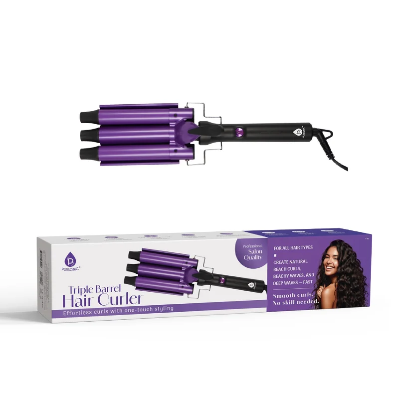Pursonic Triple Barrel Hair Curler Effortless Beach Waves & Curls