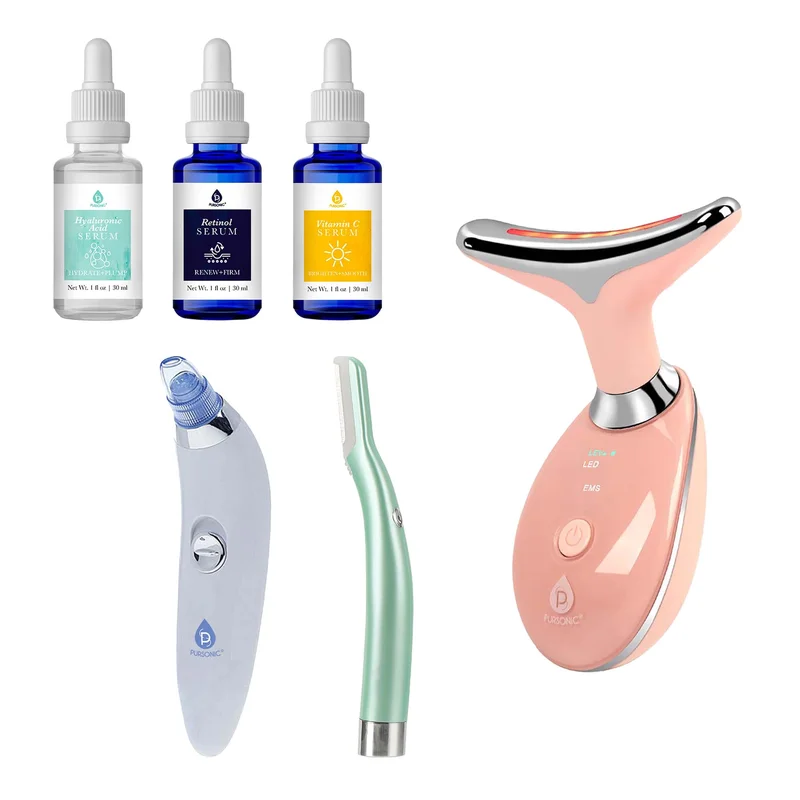 Pursonic Ultimate Glow Skincare Bundle LED Therapy, Pore Vacuum, Anti-Aging Serums & More!