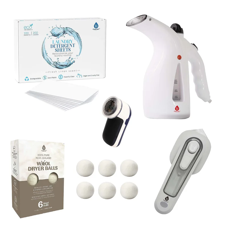 Pursonic Ultimate Laundry Care Bundle Travel Steamer, Mini Iron, Fabric Shaver & More!