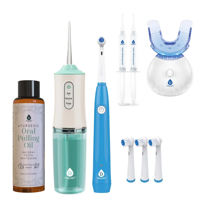 Pursonic Ultimate Oral Care Bundle  Flosser, Electric Toothbrush, Whitening, and Ayurveda Care