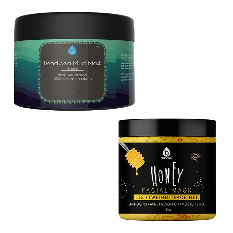 Pursonic Ultimate Skin Detox & Hydration Mask Bundle Dead Sea Mud Mask & Honey Facial Mask