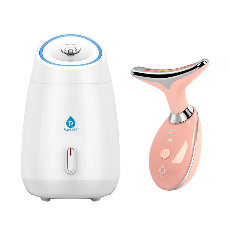 Pursonic Ultimate Spa & Beauty Bundle Facial Steamer and 7-in-1 LED Light Therapy Device