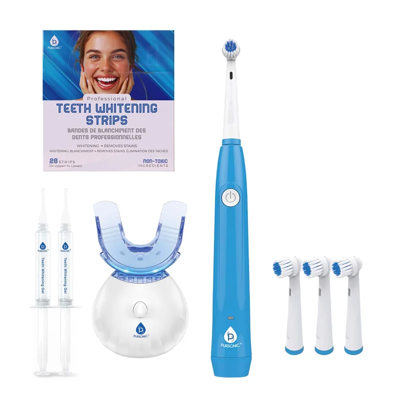 Pursonic Ultimate Teeth Whitening & Oral Care Bundle  LED Whitening Kit, Whitening Strips, & USB Electric Toothbrush
