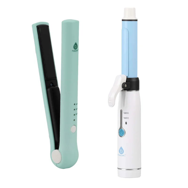 Pursonic USB Rechargeable Cordless Styling Duo Hair Straightener & Curling Iron Bundle