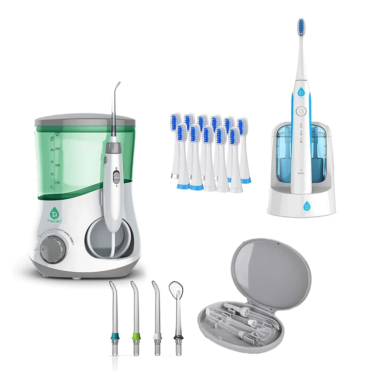 Pursonic Water Flosser & Sonic Rechargeable Toothbrush Bundle  Complete Oral Care System with UV Sanitizing Function