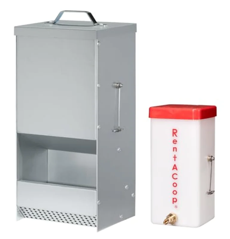 RAC Paws 5 Pound Metal Trough Rabbit Feeder 32 Ounce (1 Liter) Drinker Set