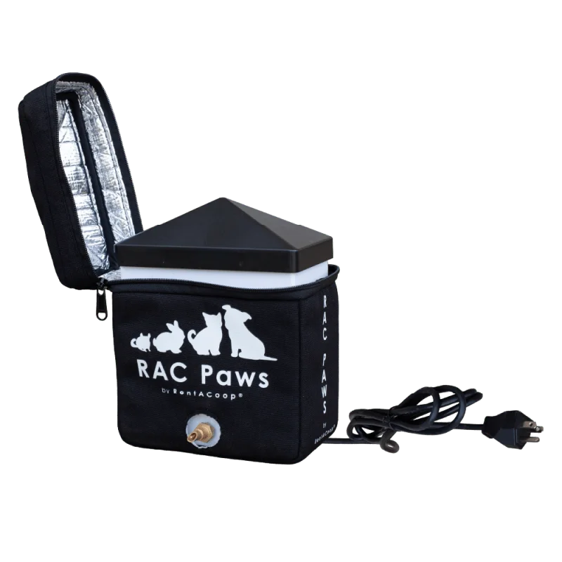 RAC Paws by RentACoop Zero Chill Heated Drinker 64 oz All-in-One Small Animal Waterer with Heater & Insulated Cover