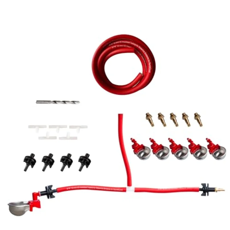 RAC Paws DIY Sip Station Watering System Starter Kit; Includes Tubing, Brass Nozzles, Metal Auto-Fill Cups, Tubing Adaptors, T-Connectors, and 11mm Drill Bit; Great for Rabbits, and More
