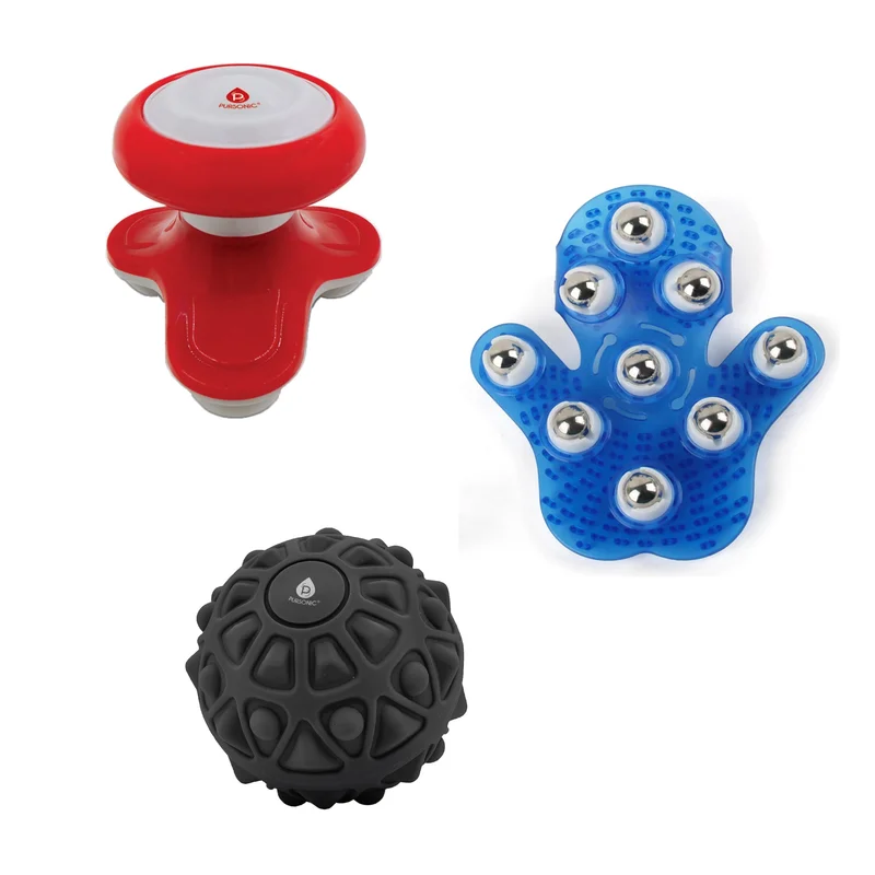 Recovery Trio: Vibrating Massage Ball, Handheld Node Massager & Palm Harmony Glove