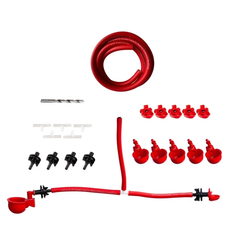 RentACoop DIY Sip Station Watering System includes Tubing, Horizontal Nipples, Auto-Fill Cups, Tubing Adaptors, T-Connectors, and 11mm Drill Bit  Great for Poultry (DIY Starter Kit for Poultry)