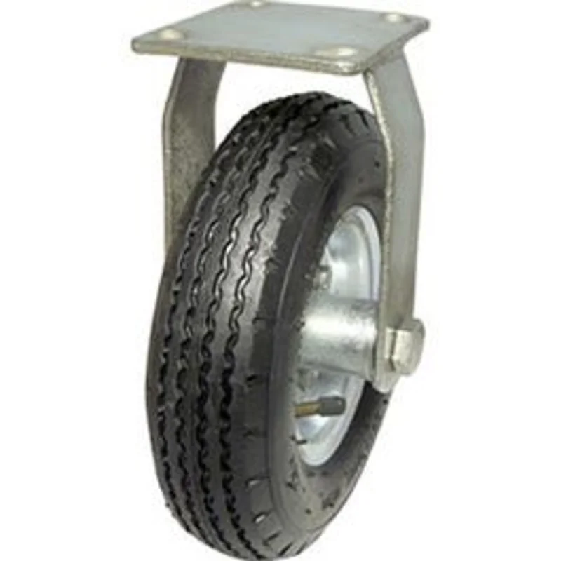 Rigid Caster, Pneumatic Wheel, 10-In.