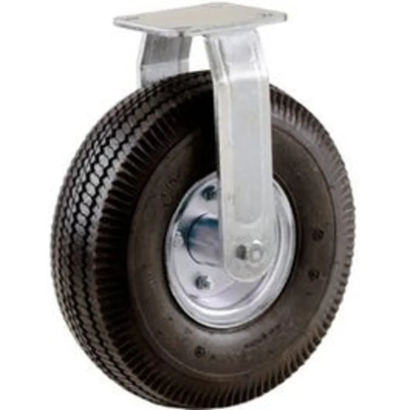 Rigid Caster, Pneumatic Wheel, 8-In.
