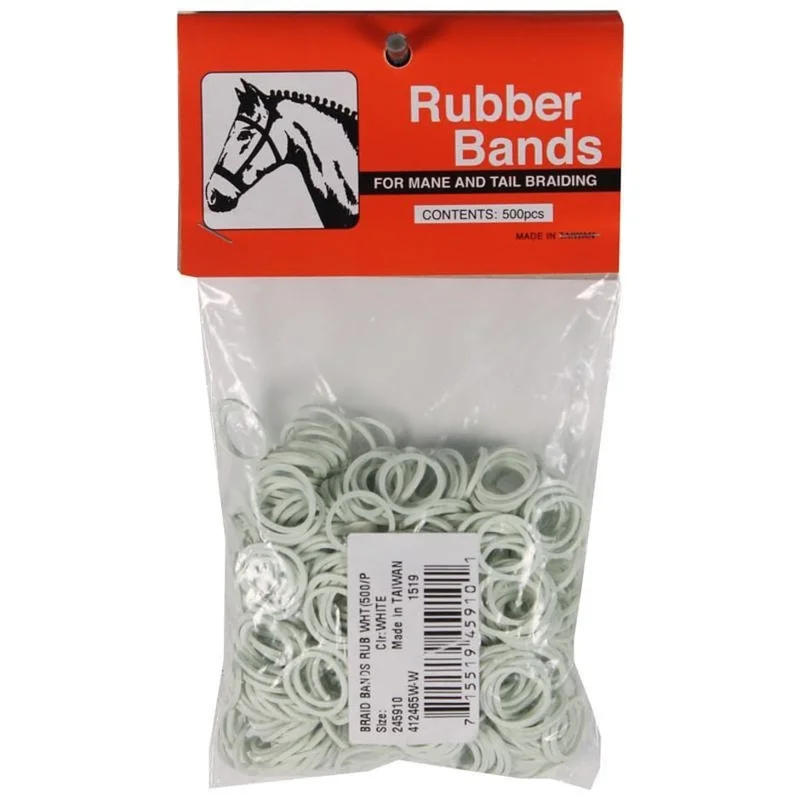RUBBER HORSE BRAID BANDS WHITE