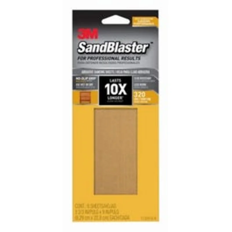 Sandblaster Sandpaper, 3-2/3-In. x 9-In., 320 Grit, 6-Pk