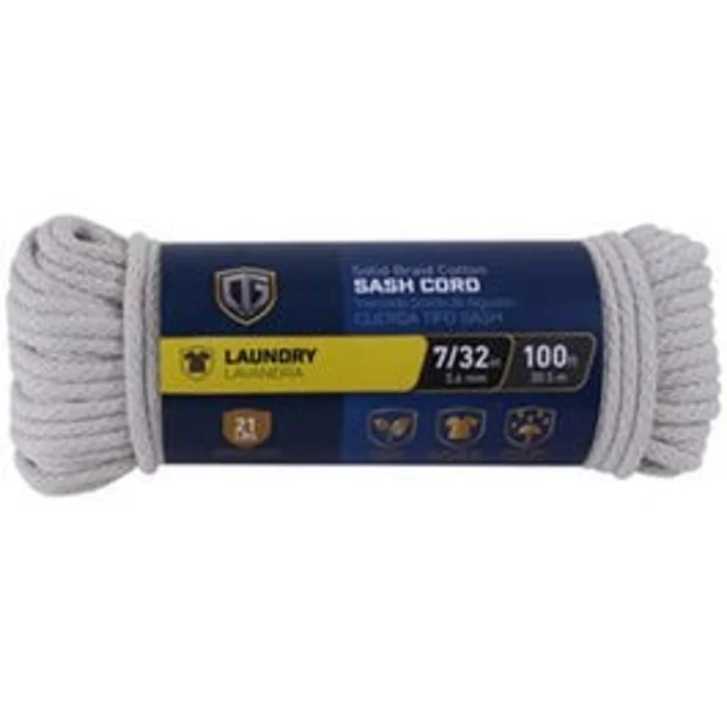 Sash Cord, Smooth, Braided Cotton, 7/32-In. x 100-Ft.