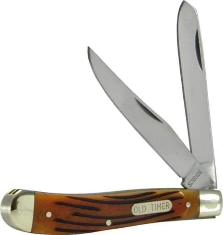 Schrade Knives Affordable Price Schrade Gunstock Trapper 2-Blade Pocket Knife w/Brown Bone Handle