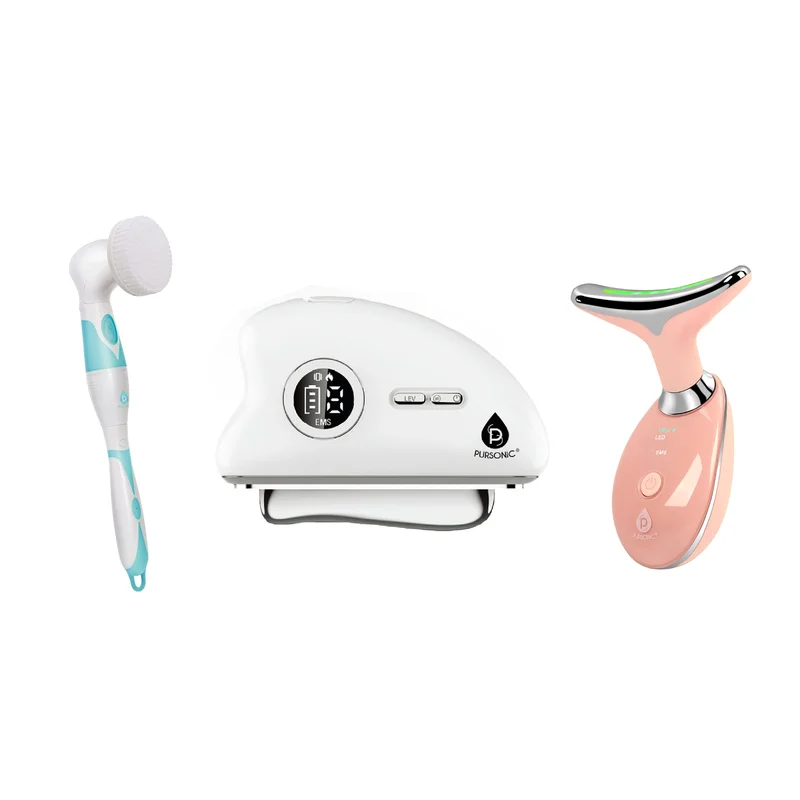 Sculpt & Glow Set Gua Sha Device, Red Light Sculptor & Facial Cleansing Brush