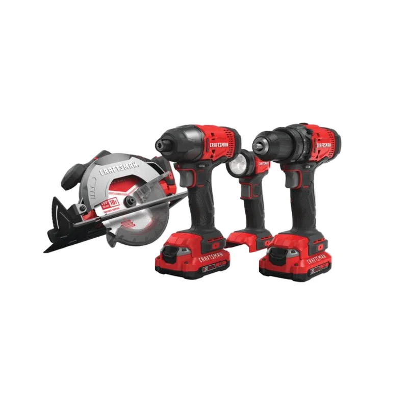 Set 4 Power Tools W/2 Bat. 20V/2.0AH Craftsman