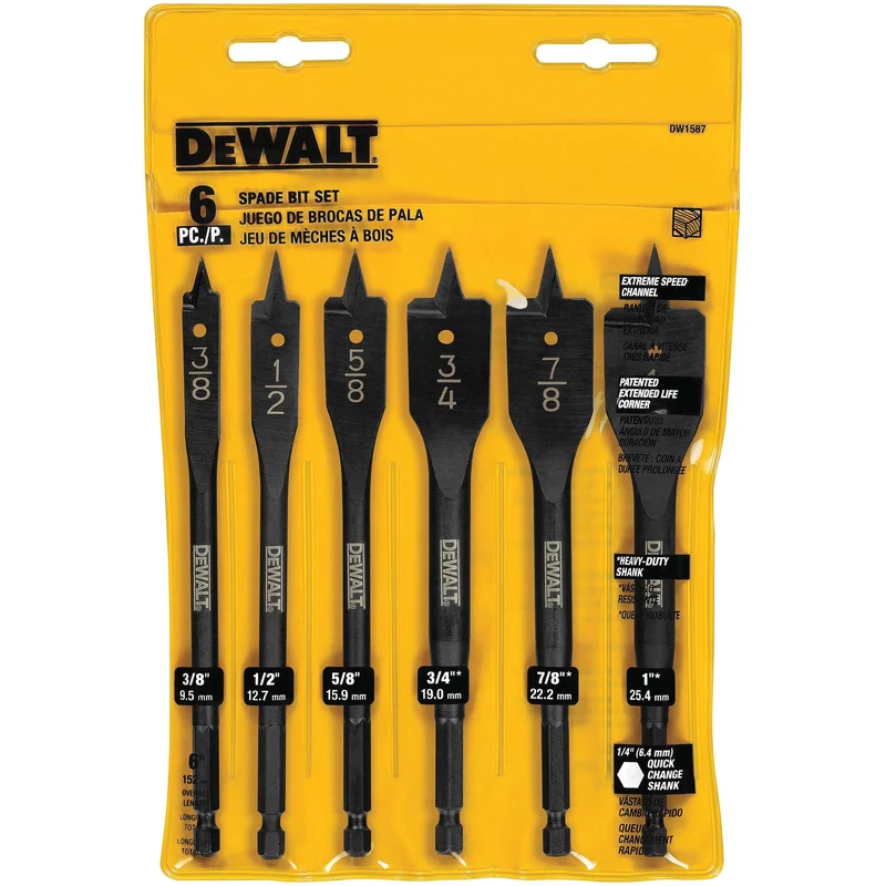 Set 6PC. Spade Wood Drill Bit Dewalt