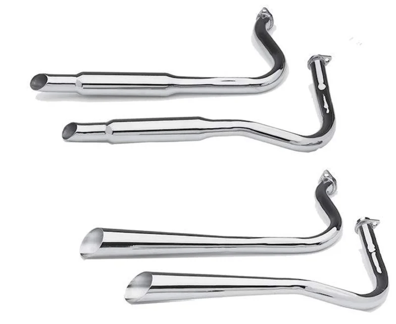 Shovelhead Close Fit Staggered Dual Exhaust Systems For 1966 - 1969 Swingarm Framess