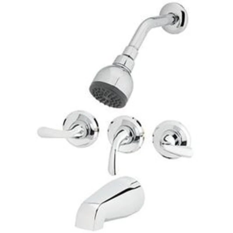 Shower Faucet, Non-Pressure Balancing, 3-Handle, Chrome