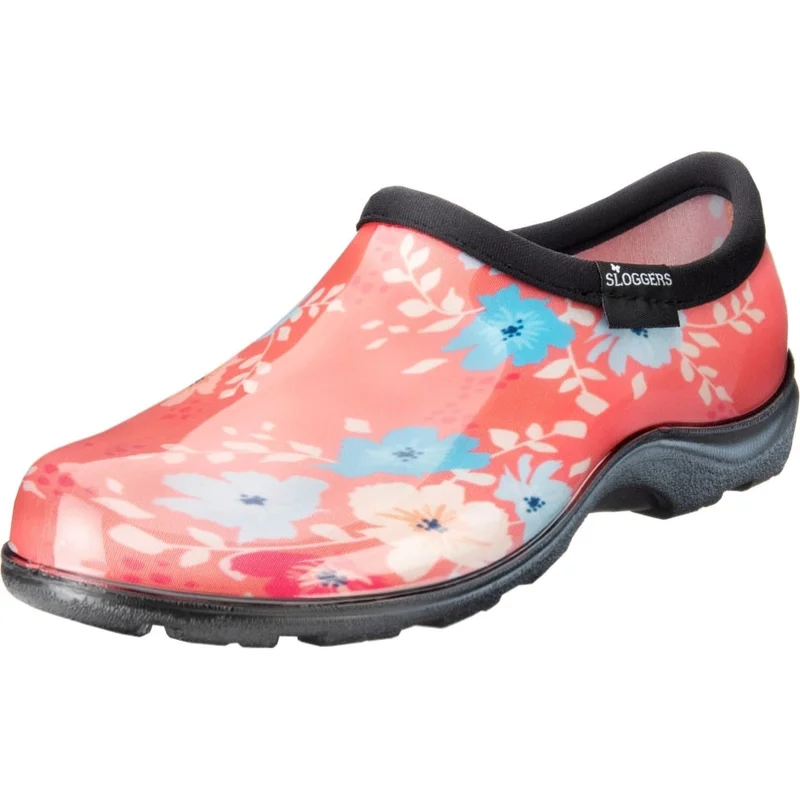 Sloggers Womens Waterproof Comfort Shoes Floral Fun Coral Design