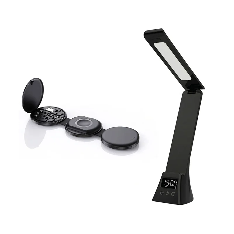 Smart Power & Productivity Bundle: 3-in-1 LED Desk Lamp & 5-in-1 Wireless Charging Station