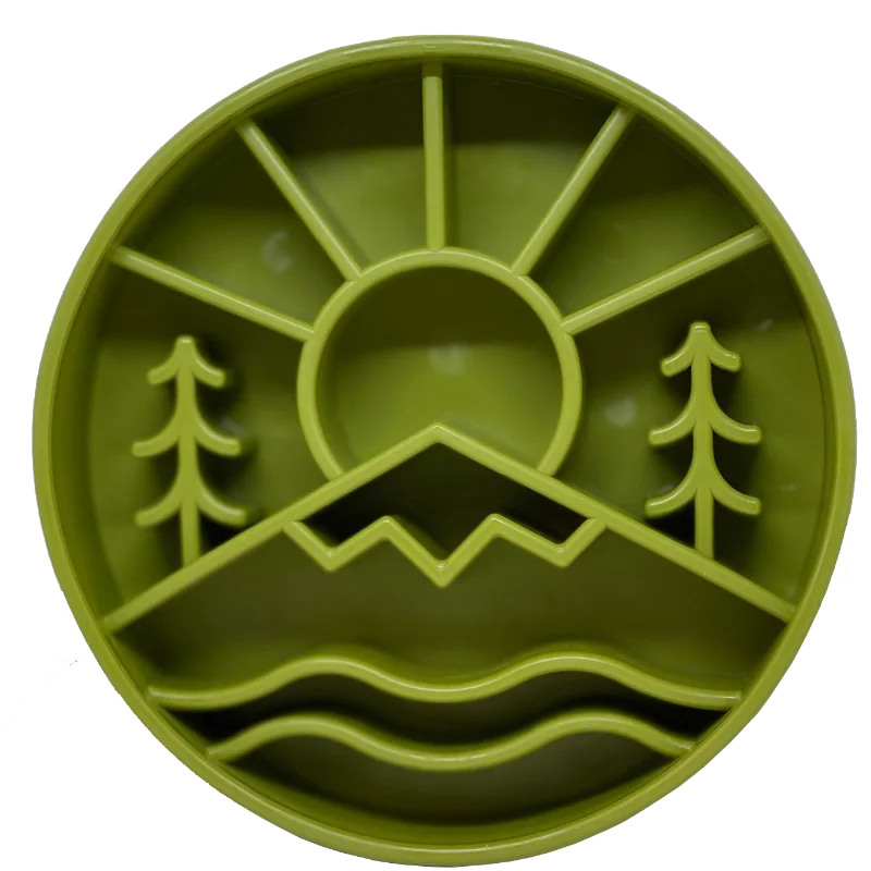 SodaPup Great Outdoors Design eBowl Enrichment Slow Feeder Bowl for Dogs Green
