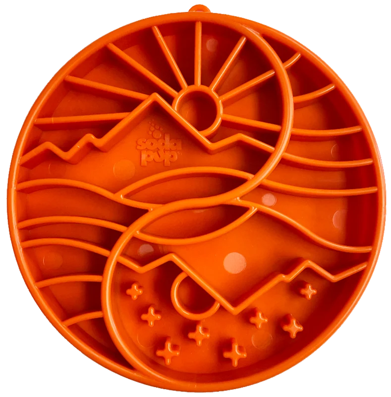 SodaPup Sun and Moon Design eTray Enrichment Slow Feeder Tray for Dogs Orange