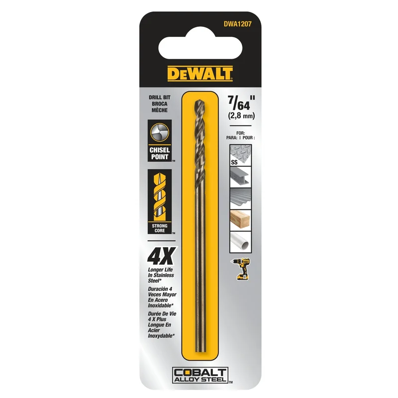 Split Point Cobalt Drill Bit 7/64"Dewalt