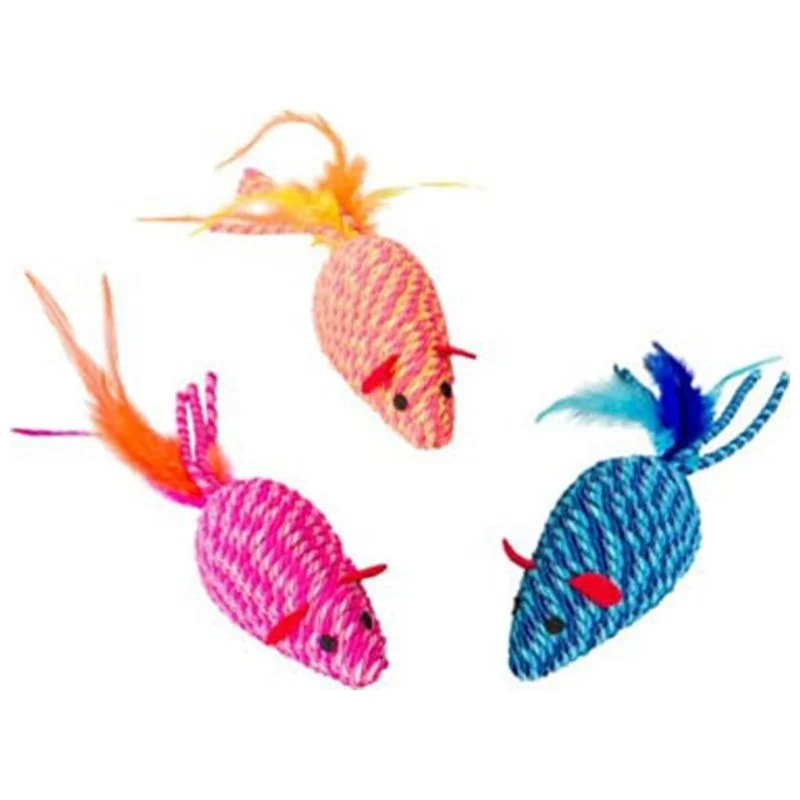 SPOT ELASTEEEZ MOUSE W/FEATHERS ASSORTED