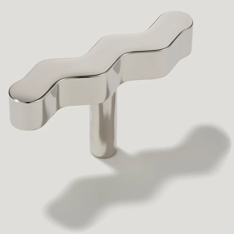 SQUIGGLE Single T Handle - Polished Nickel