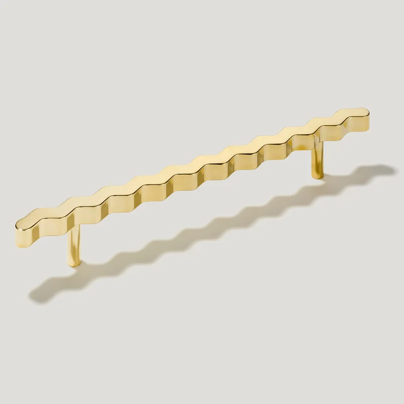 SQUIGGLE T Bar Handle - Unlacquered Brass