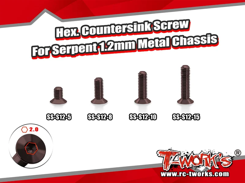 SS-S12 Countersink Screw 10pcs. ( For Serpent 1.2mm Metal Chassis )