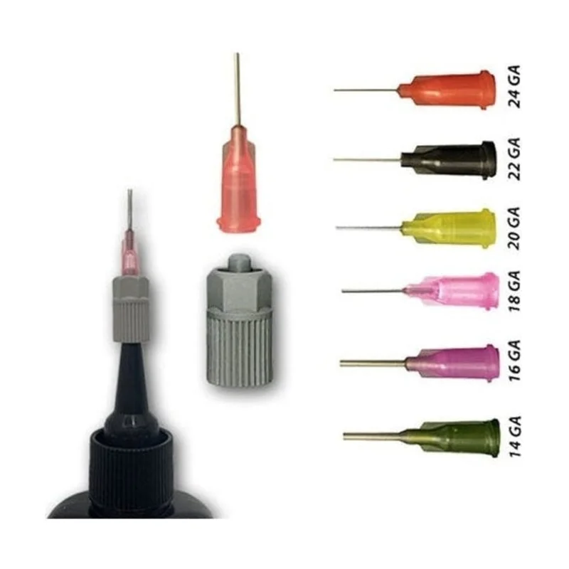 Steel Dispensing Tip Kit for UV Adhesive Bottles (Steel Tips + Luer-Lock Adapter) Variety Packs - Steel 1-Inch (14, 16, 18, 20, 22-Gauge)