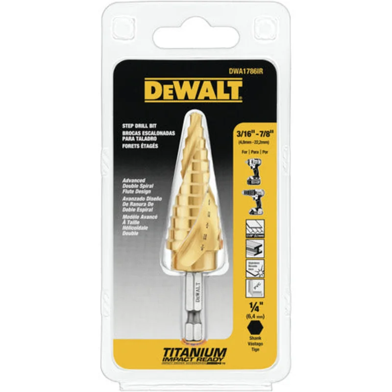 Step Drill 3/16" X 7/8" Bit Imp Ready Dewalt