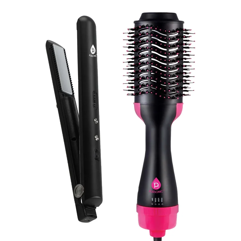 Style-on-the-Go Bundle  Cordless Hair Straightener & One Step Volumizer Brush for Sleek, Voluminous Hair Anytime, Anywhere