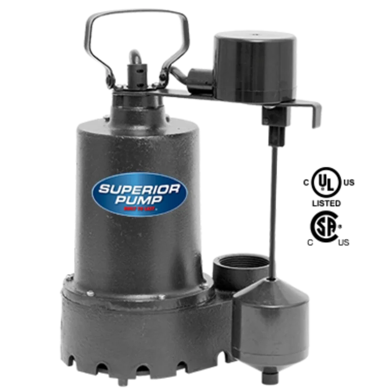 Superior Pump 1/2 HP Cast Iron Sump Pump with Vertical Float Switch