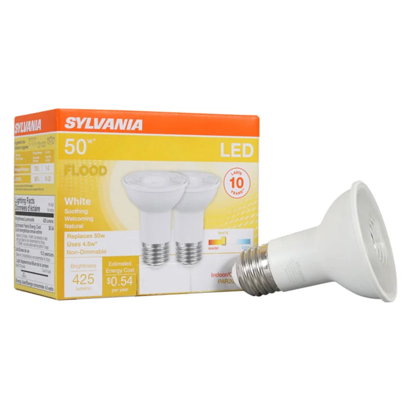 Sylvania LED PAR20 Flood Light Bulb 50W = 6W 10 Year Non-Dimmable 425 Lumens 3000K Warm White