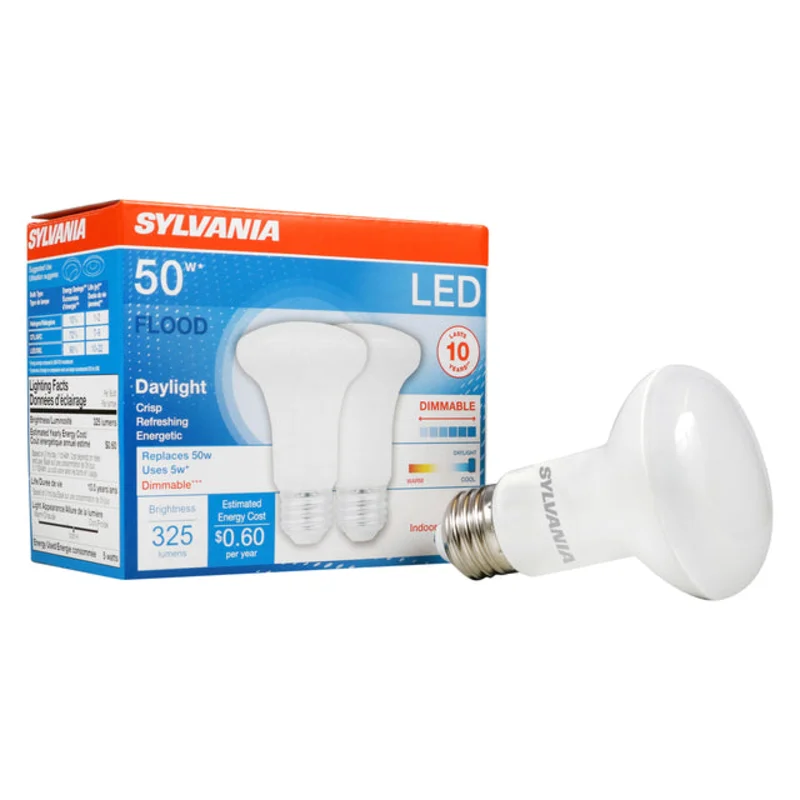 Sylvania LED R20 Flood Light Bulb 50W = 5W 10 Year Dimmable Frosted Finish 325 Lumens 5000K Daylight