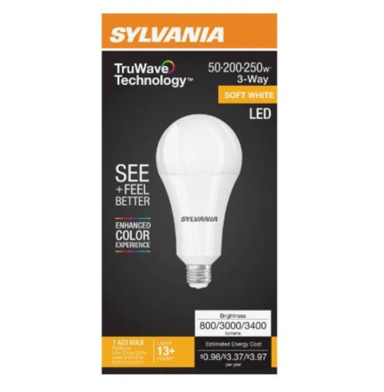Sylvania TruWave LED Bulb 3-Way A23 Lamp Light Soft White