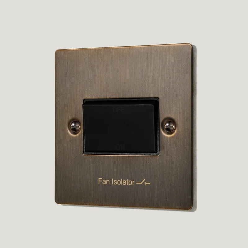 SYLVIE 10A 3-Pole Fan Isolator Switch - Antique Brass