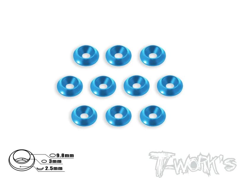TA-005 Anodized Alum M3 Countersunk Large Diameter Washers (10 pcs) Tamiya Blue TA-005TB